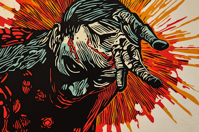 engraving linocut style digital drawing art