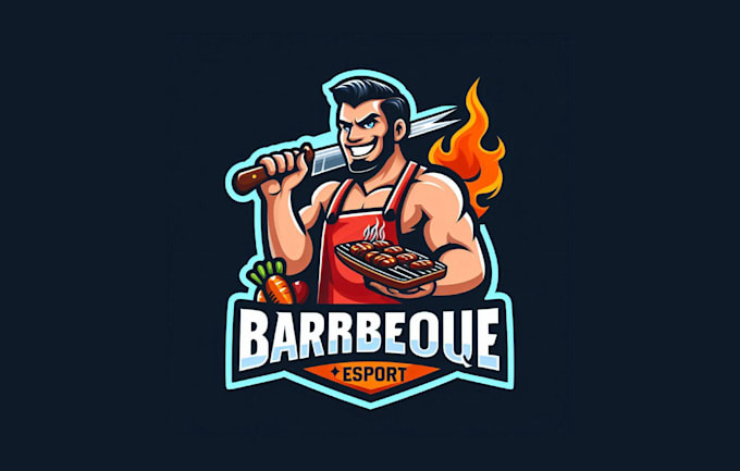do awesome barbecue esport mascot logo within two days