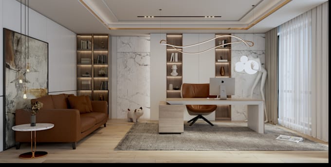 render and model interior space with 2d drafting