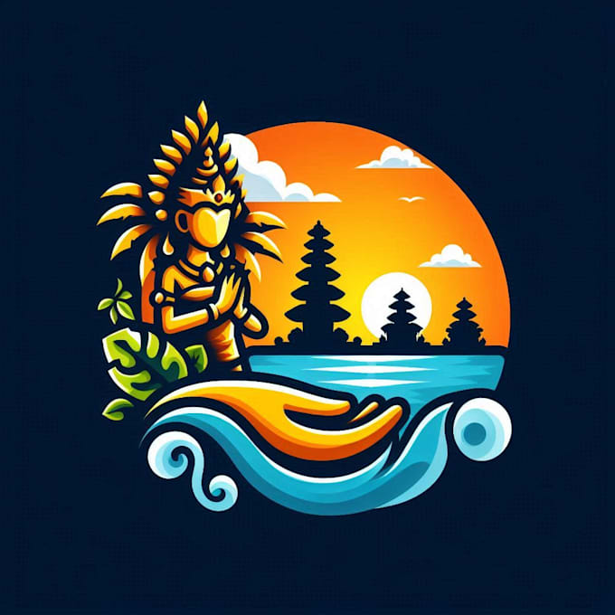 do modern bali island mascot logo design service