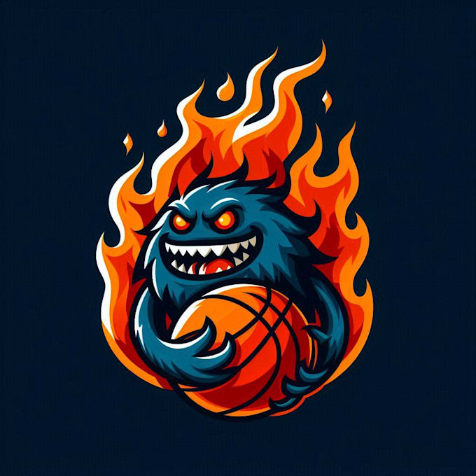 do modern style fireball monster mascot logo design service