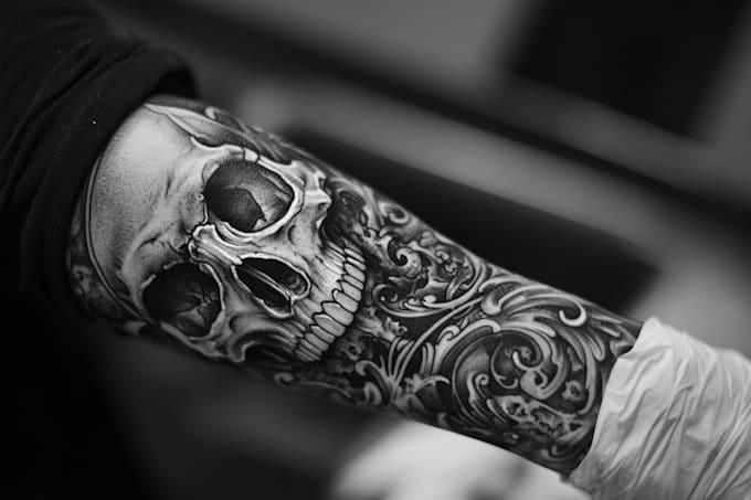 make a realistic black and white tattoo design for you