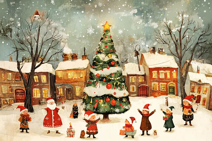 draw watercolor christmas card