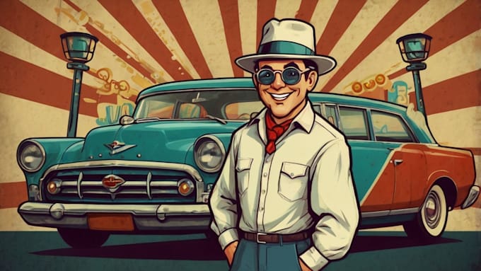 create retro vintage mascot cartoon illustration