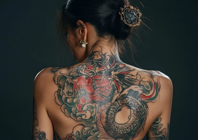 make a custom and professional japanese tattoo design