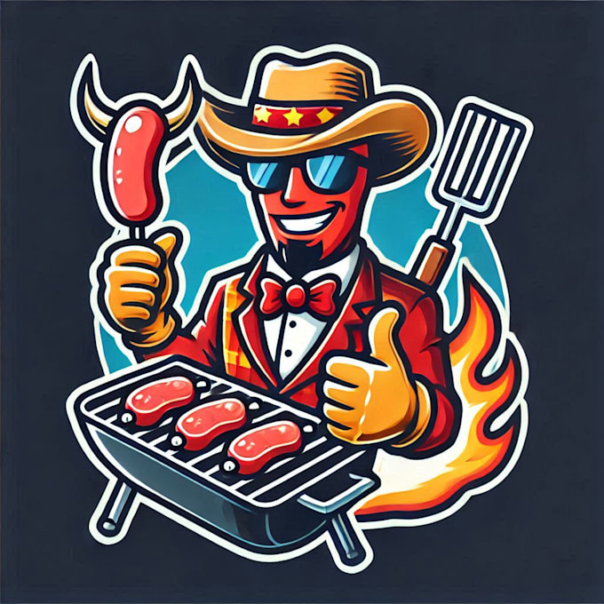 do awesome unique barbecue e sport mascot logo within two days design