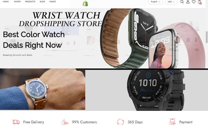 Design wristwatch shopify store smart watch website luxury rolex