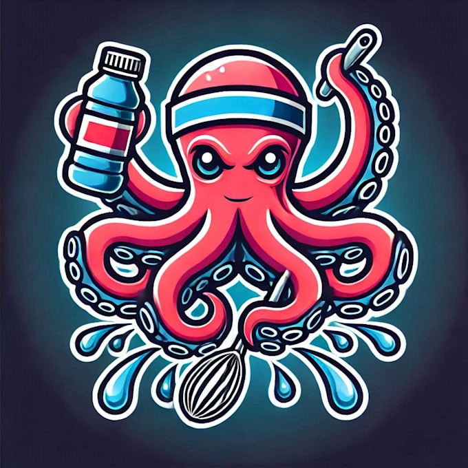 do make octopas water style mascot logo design