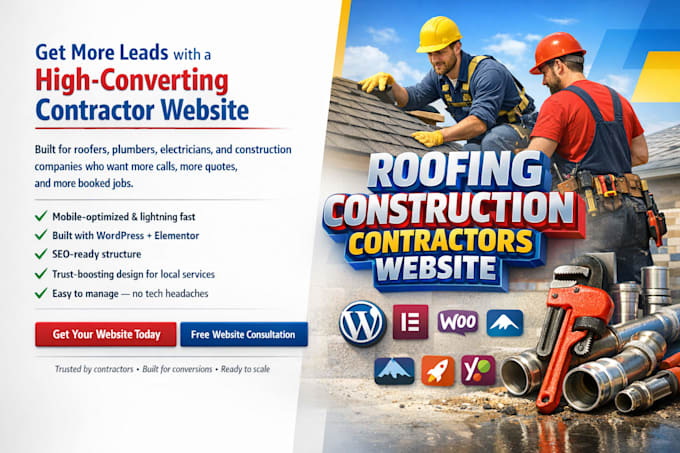 design plumber roofing construction electrician contractor website