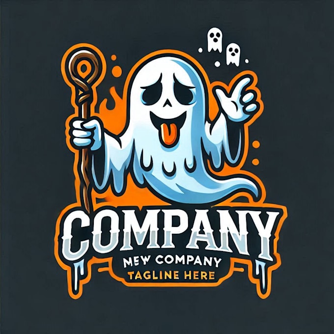 do unique spooky ghost mascot logo with company