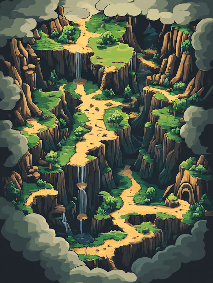 draw a fantasy map illustration