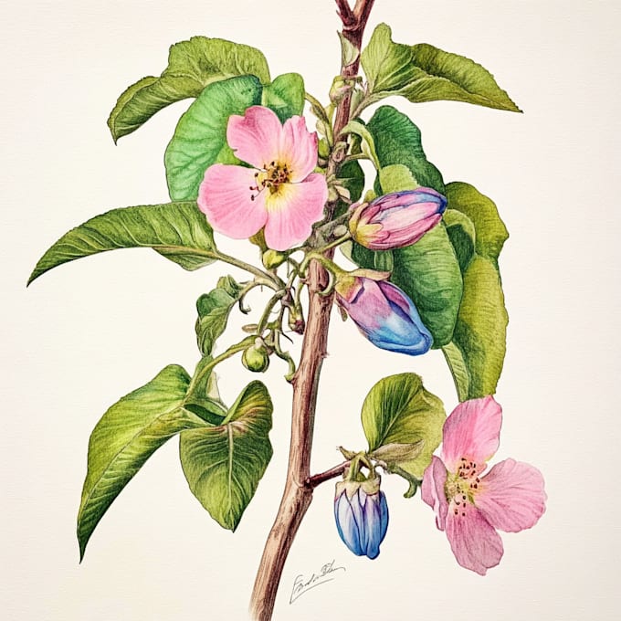 botanical flower plants scientific illustration