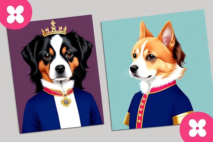create a custom royal pet portraits high quality