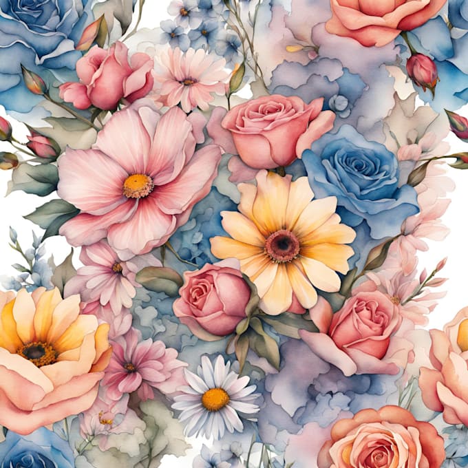 create a beautiful watercolor flowers tattoo design