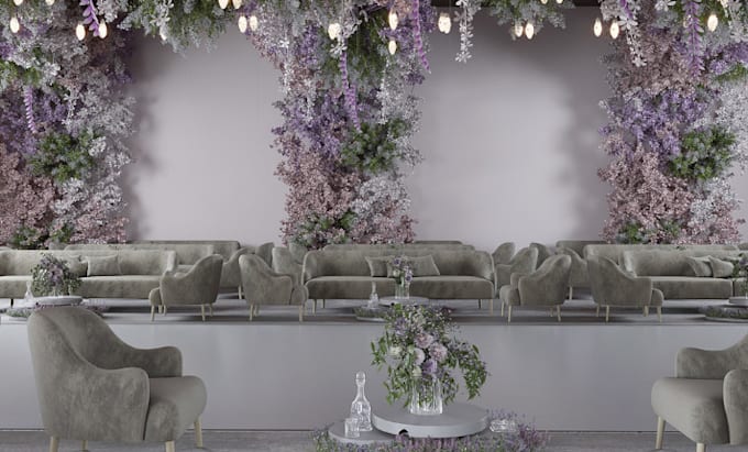 Do cgi interior design, wedding hall , event, with realistic 3d ...