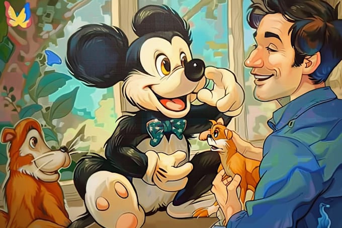 make a portrait in disney cartoon art for you