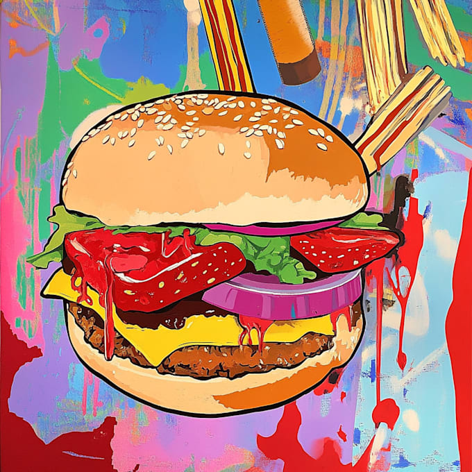 Create a illustration of food pop art for you by Jerinnoha | Fiverr