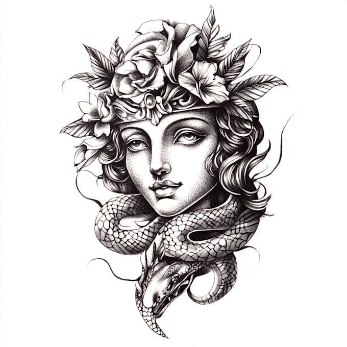 make a custom flash tattoo in woodblock style