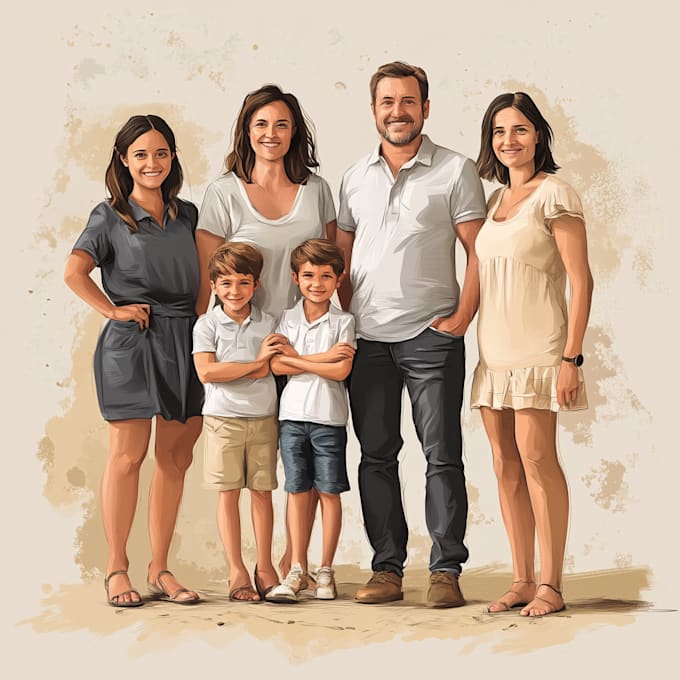 draw a minimalistic vector portrait for your family