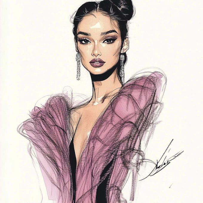 Draw a detailed fashion illustration by Qolleoku | Fiverr