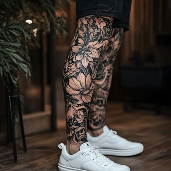 create a tattoo design for leg sleeve