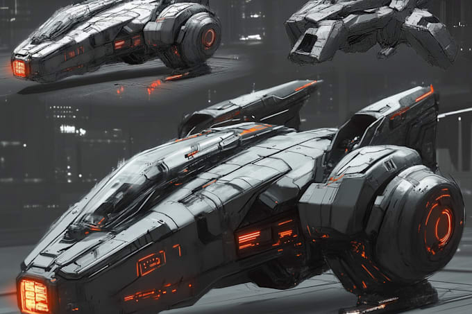esign a spaceship sci fi illustration