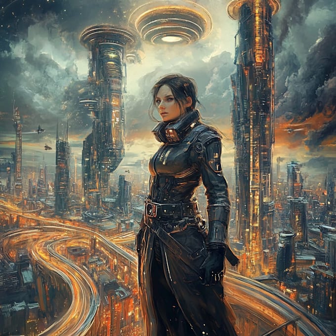 Draw a sci fi and science fiction futuristic city art by Cecilmudez ...