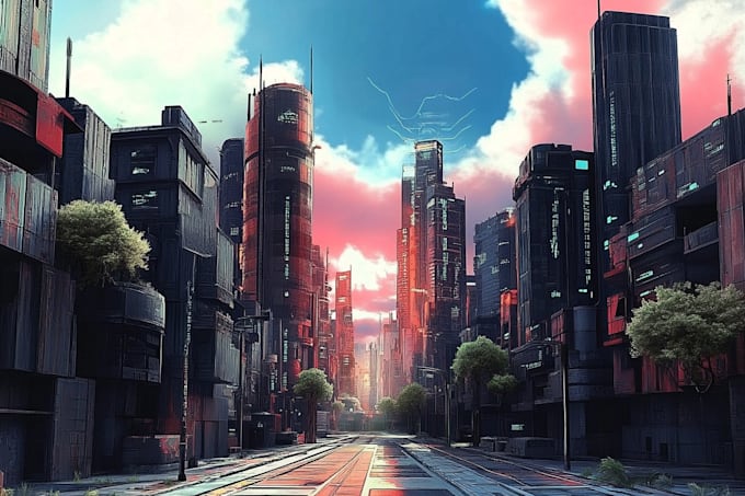 create futuristic cyberpunk, sci fi city for you