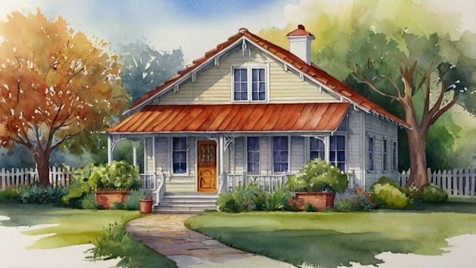 draw a watercolor house painting