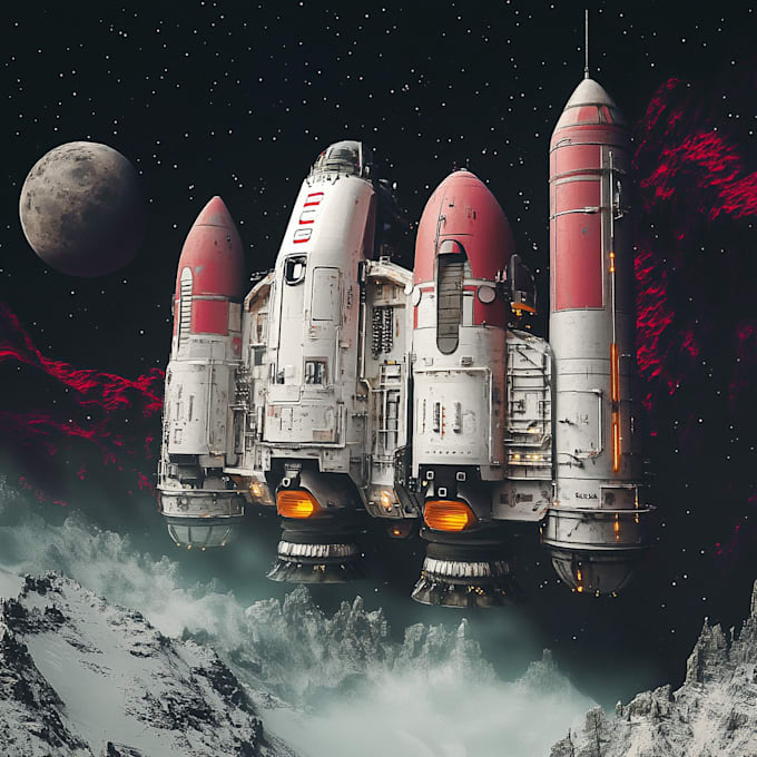 design spaceship, sci fi illustration and sci fi art