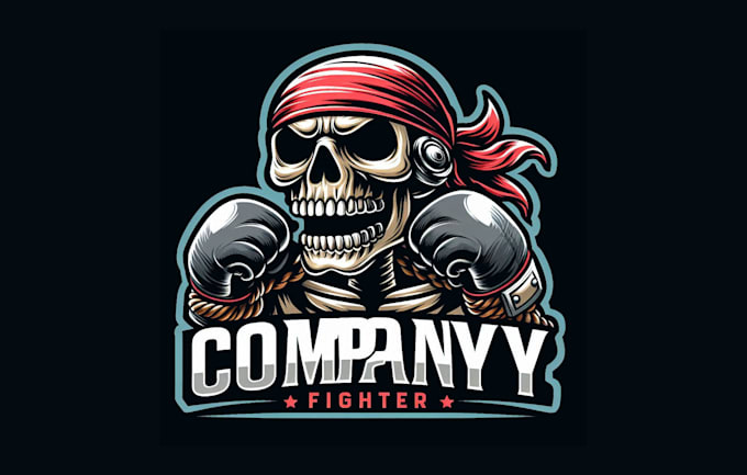 make skull head fighter mascot logo design for you with new concept