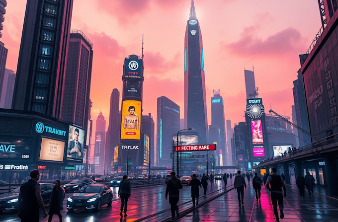 Draw cyberpunk futuristic city art by Zevaardas | Fiverr