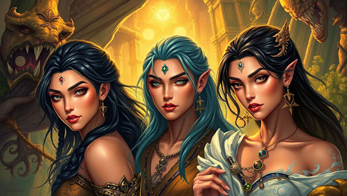 create fantasy character game concept for game or book