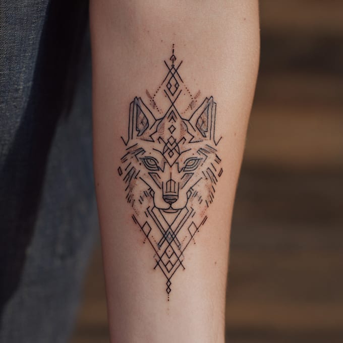 create sleeve tattoo design in geometric style