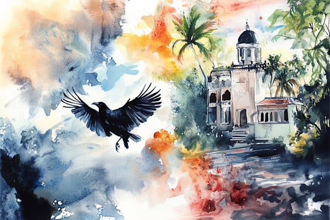 hand draw watercolor paintings