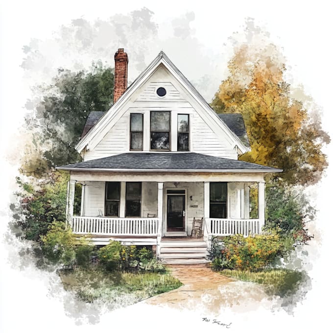 do your dream watercolor house portrait art