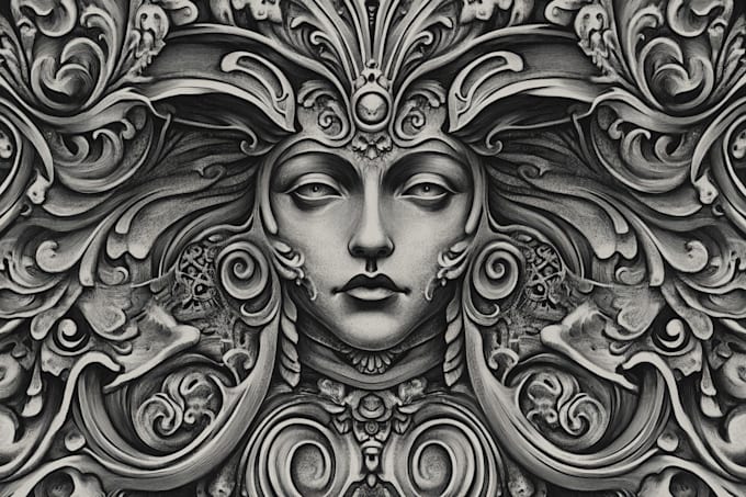draw illustrations with engraving style and ornament