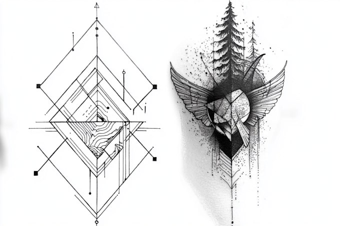 make quick geometric unique tattoo design for you