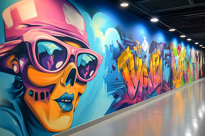 illustrate amazing custom graffiti, wall arts or murals