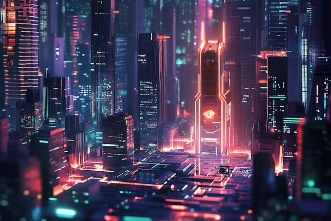 Do futuristic cyberpunk city and sci fi concept art by Jadonnwler | Fiverr