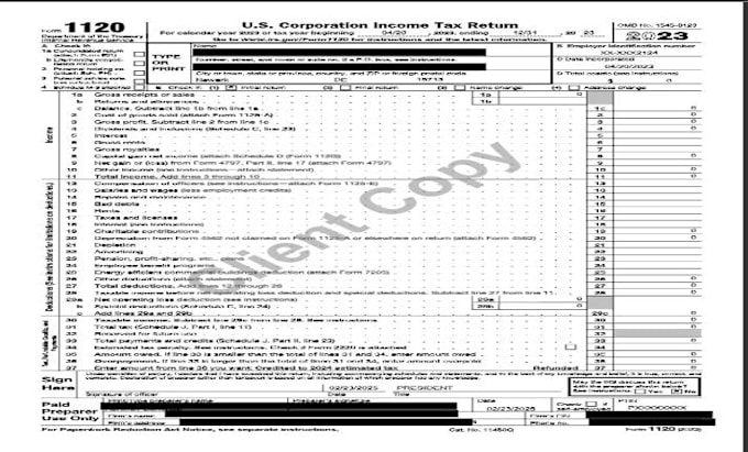 do filing of corporate tax return 1120