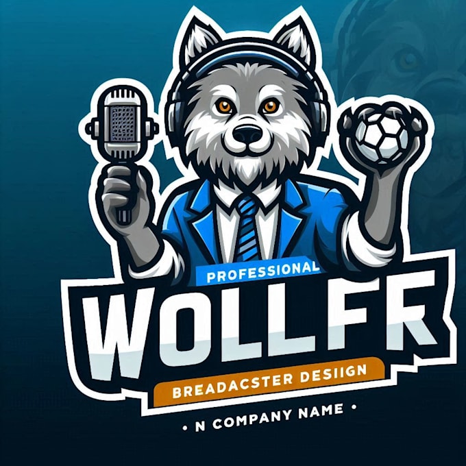 do make professional wolf broadcaster mascot design