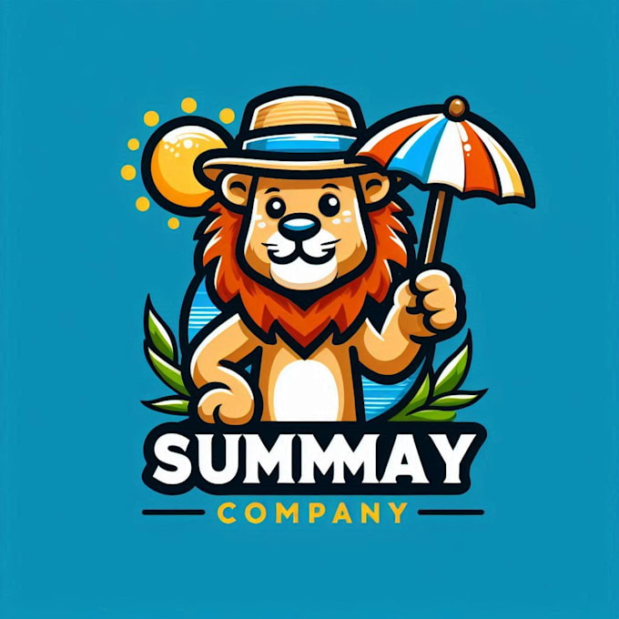 do lion summer holiday character mascot logo design