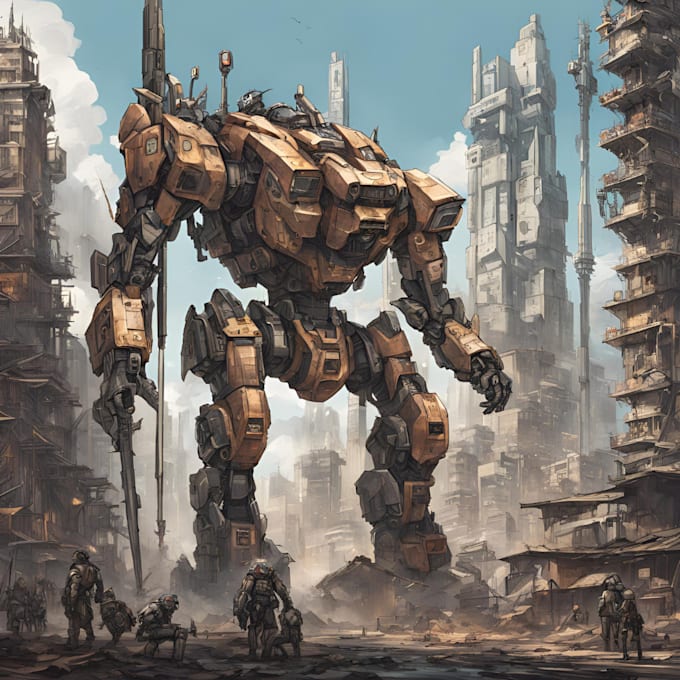 draw high quality robot, mecha concepts
