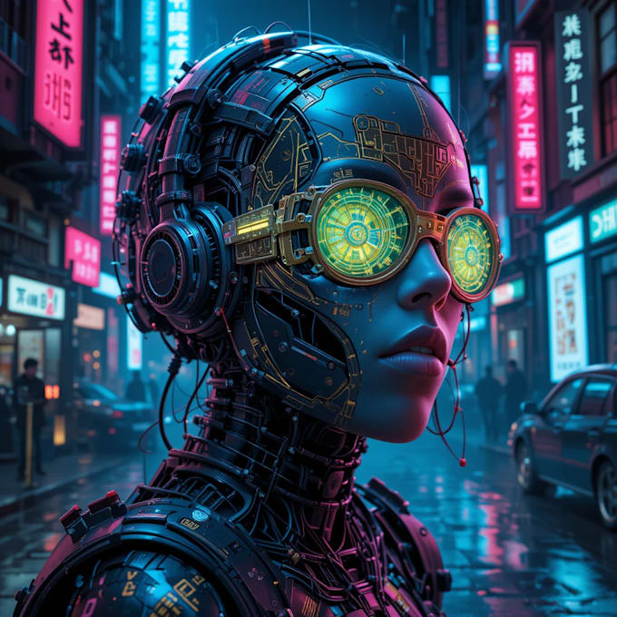 do a cyberpunk anime art