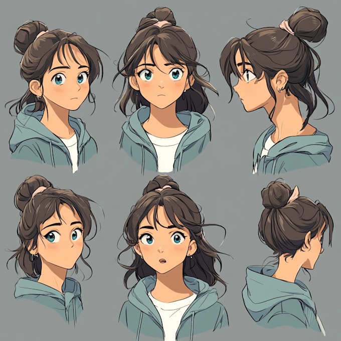 create original anime character sheet or reference for