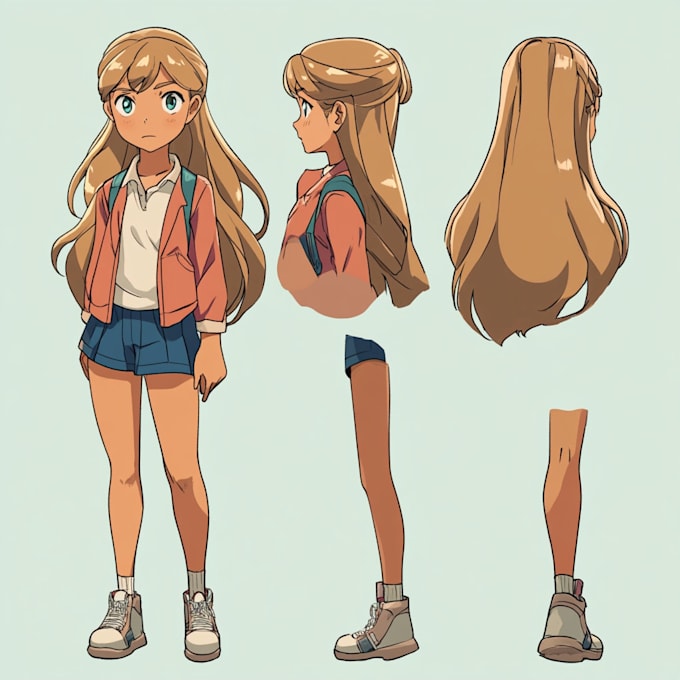 create original anime character sheet or reference for