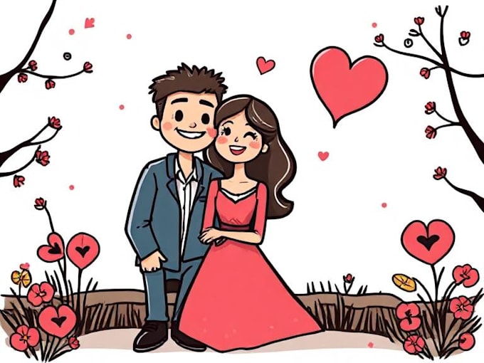make cartoon illustration for couple portrait
