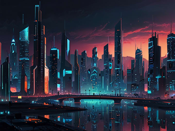 Draw illustration of futuristic cyberpunk city by Melamathe | Fiverr
