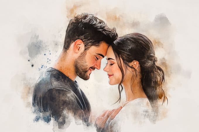 do watercolor couple portrait custom couple art